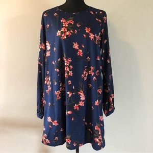 Women’s Brave Soul London Navy Blue Long sleeve Floral dress size M